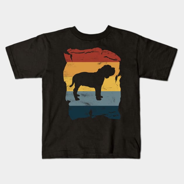 Neapolitan Mastiff Distressed Vintage Retro Silhouette Kids T-Shirt by DoggyStyles